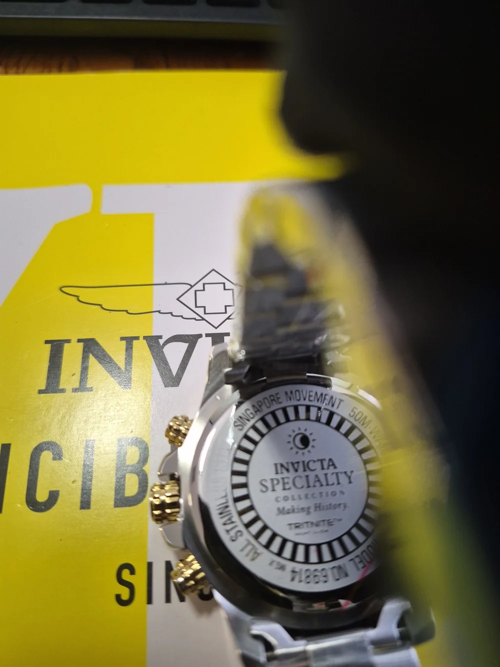 Invicta Men's Gold-Tone Chronograph Watch with Black Dial